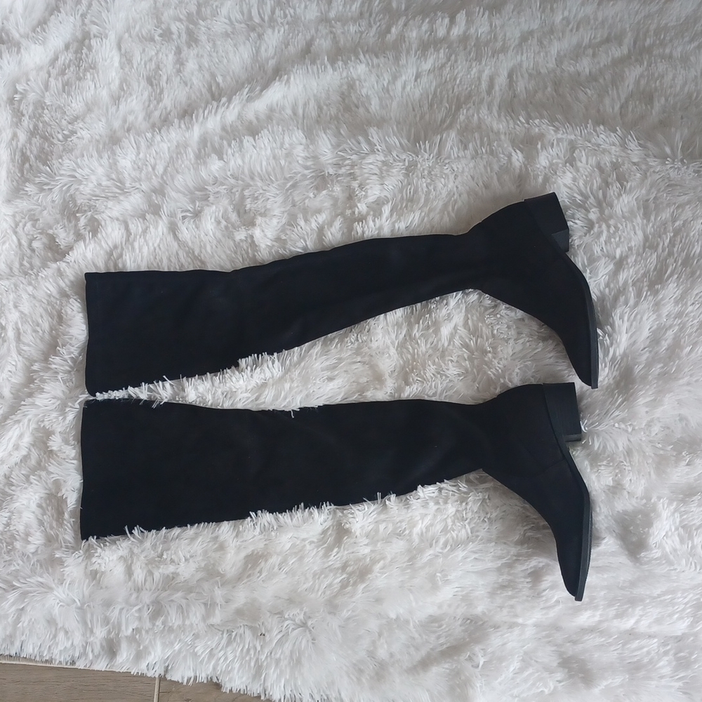 STEVE MADDEN Jody Black Faux Suede Over The Knee Riding Boots SZ 6.5 New w/o Box
